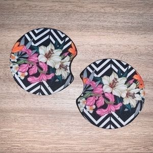 Hawaii tropical floral car coasters 2pack new